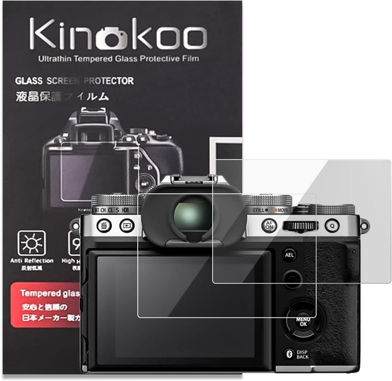 kinokoo Screen Protector for Fujifilm X-T5 Camera, 0.25mm 9H Hardness Fuji X-T5 XT5 Tempered Glass Crystal Clear Film - Bubble Free, Anti-Fingerprint & Anti-Scratch (2 Pack) - Image 1